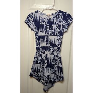 LulaRoe Disney Princess Castles 2 Mae Pocket Dress Blue Grey Print